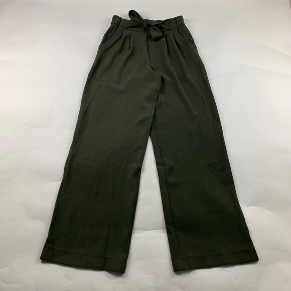 Lululemon Dark Olive Noir Belted High Rise Wide Leg Trouser 4 - Picture 1 of 6